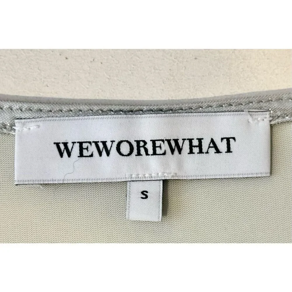 NWOT WeWoreWhat Metallic Silver Asymmetric Cutout Midi Dress Women's Small